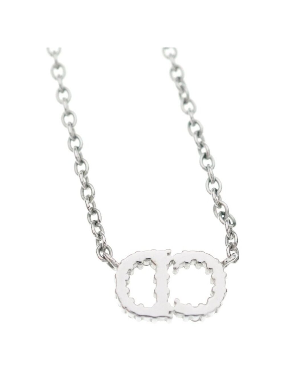 ★SOLD★ Dior Logo Line Stone Necklace Pendant Chain Silver - Picture 5 of 6